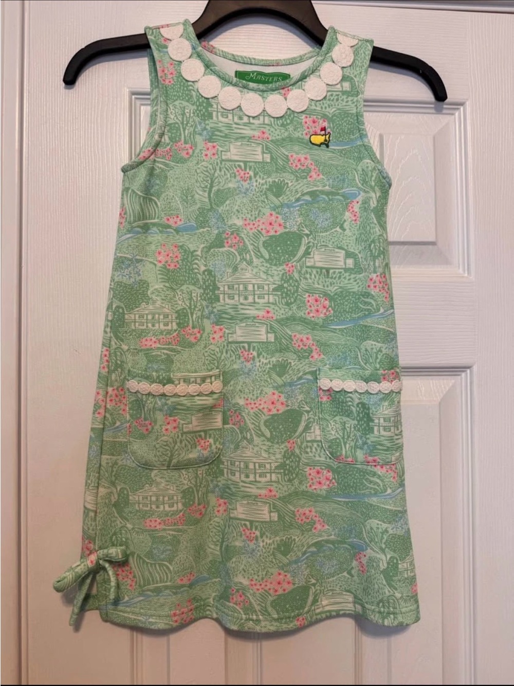 Masters Mint Green Floral Sleeveless Shift Dress with Pink Accents